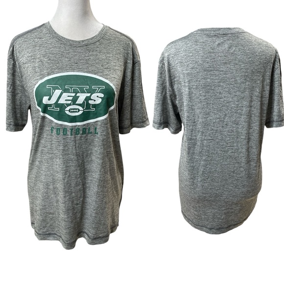 NFL Team Apparel Heather Gray NY Jets Football Women's Short Sleeve Tee Size S - Picture 1 of 11